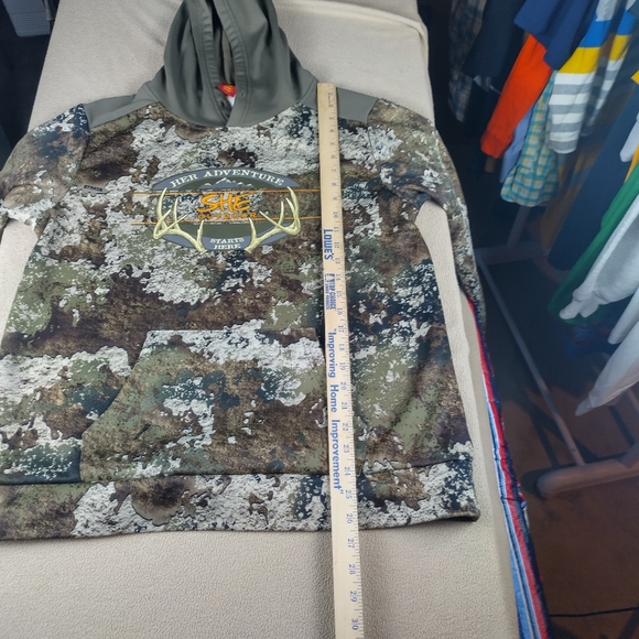 she outdoor apparel Women's Size Large Camo Fleece Hoodie Woods Thermal Hunting - Picture 9 of 12